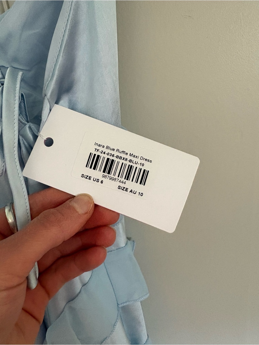 Never worn— Beginning Boutique Light Blue Ruffle Slip Dress - Picture 4 of 4